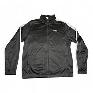 Fila Jacket Adult LARGE Black Silver White Rhory Track Active Wear Athletic Tags